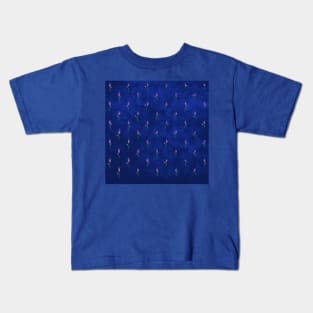 Abstract flower pattern on blue background Kids T-Shirt